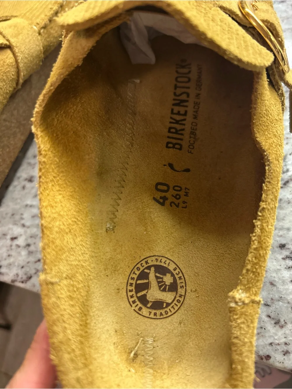 Birkenstock Buckley Suede Loafer Slip-On in Mustard Yellow women’s 9/mens 7